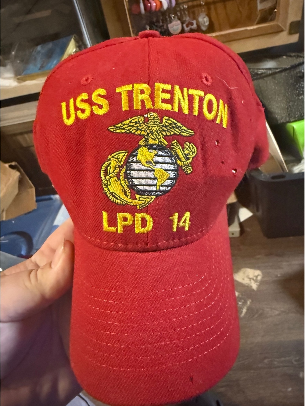Vintage USS Trenton LPD 14 Red Baseball Cap Made in USA